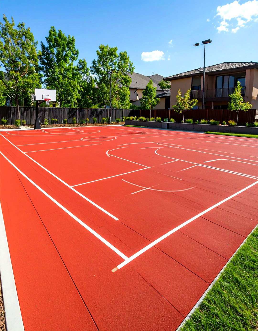 Red Paver Sports Court Integration - 24 Red Paver Patio Ideas
