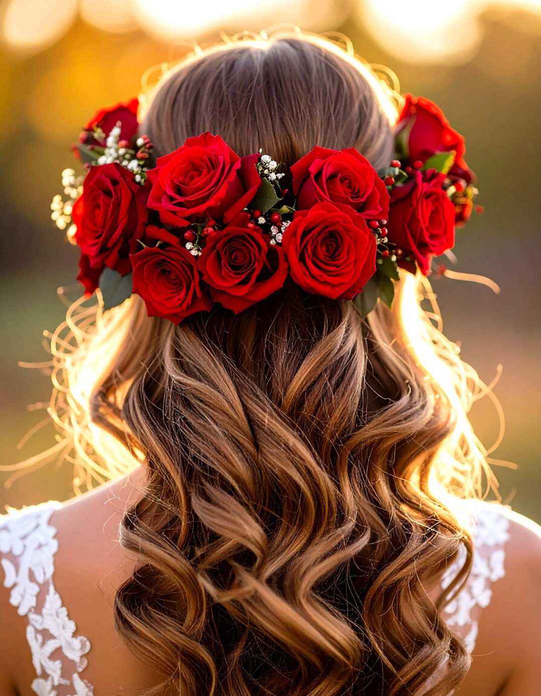 Red Rose Hair Accessories - 24 Red and Black Wedding Ideas