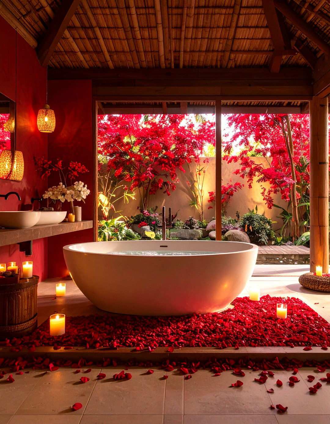 Red Spa Sanctuary Design - 24 Red Bathroom Ideas
