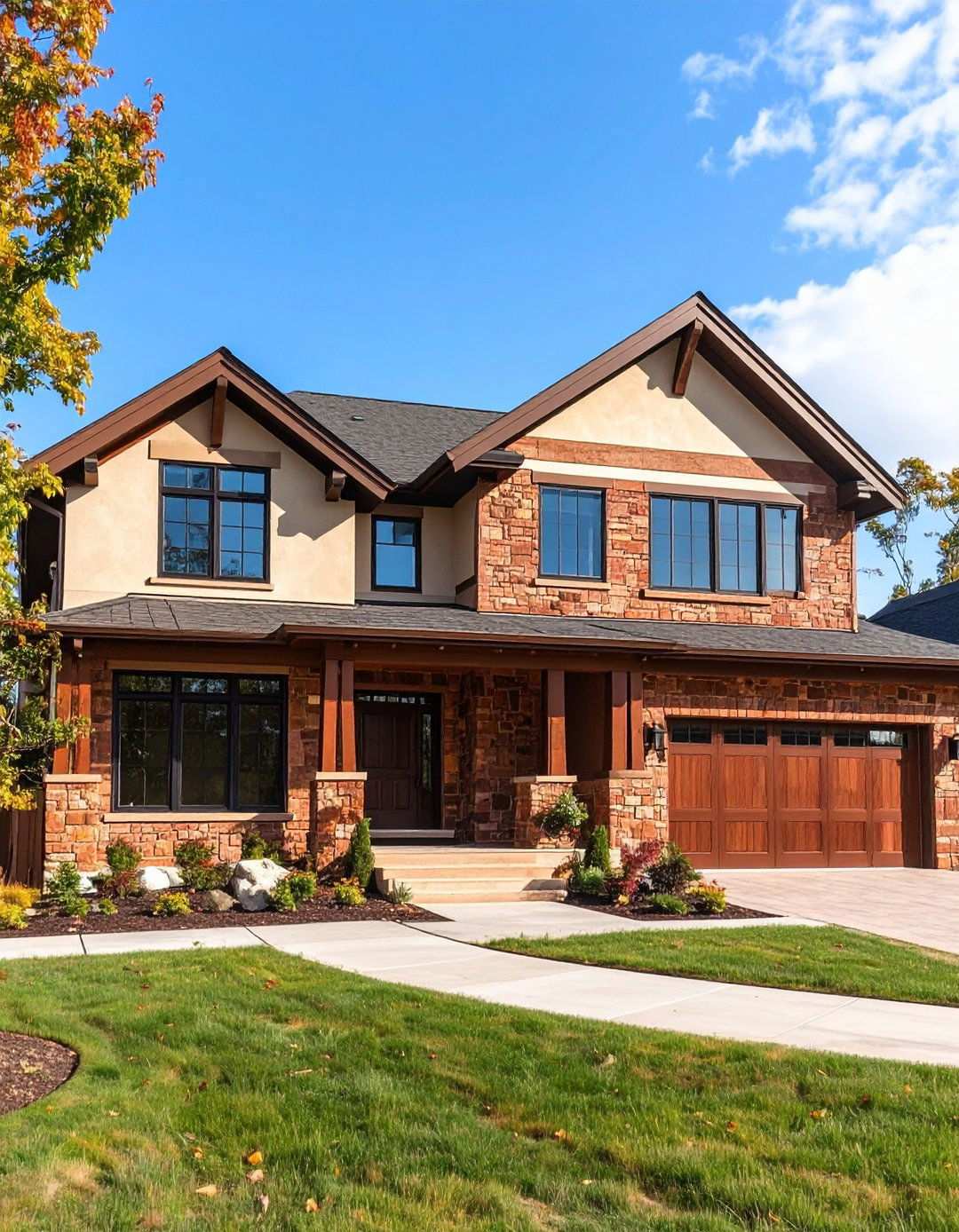 Red Stone and Stucco Combination - 24 red home exterior ideas