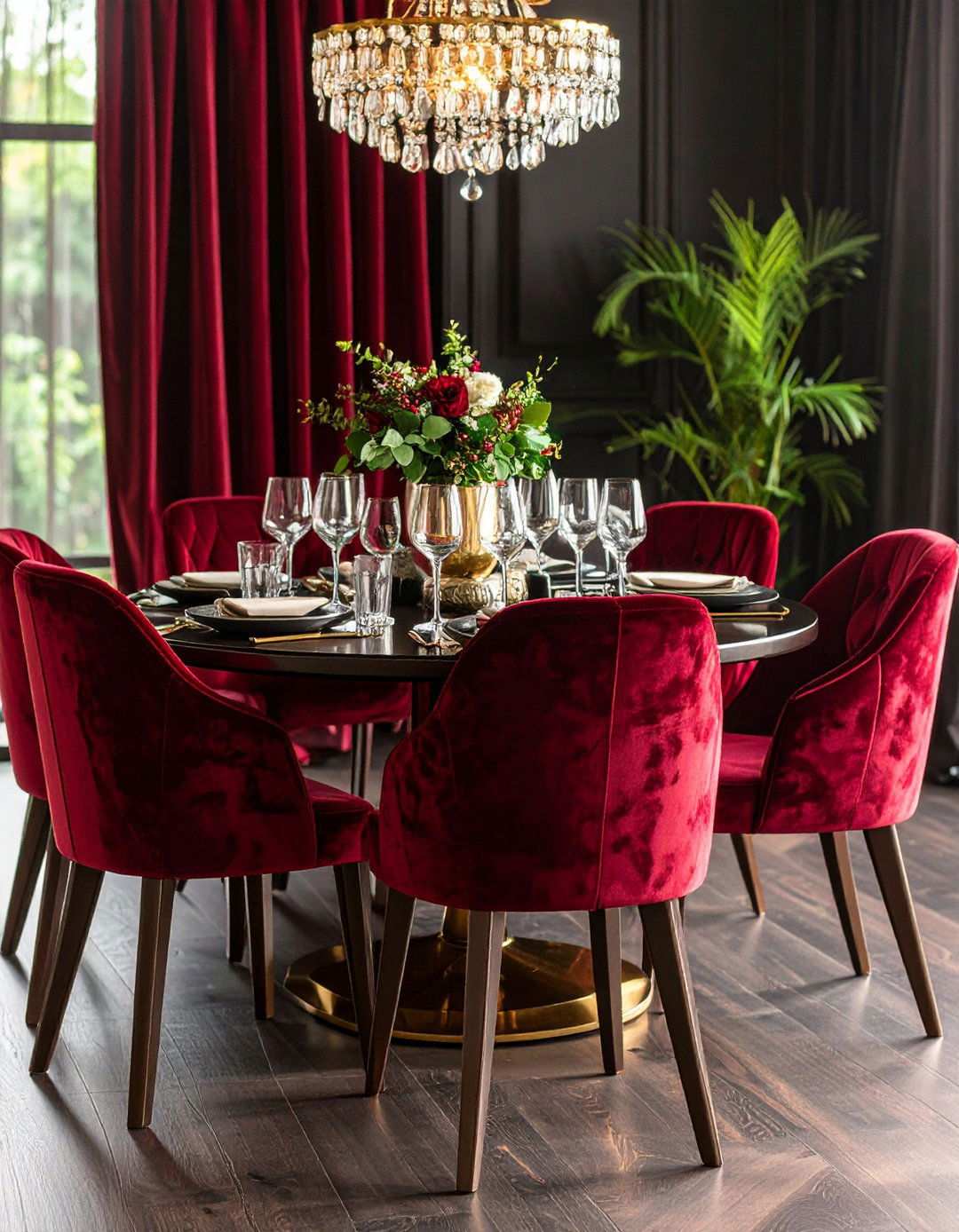 Red Velvet Upholstery Luxury - 24 Red Dining Room Ideas