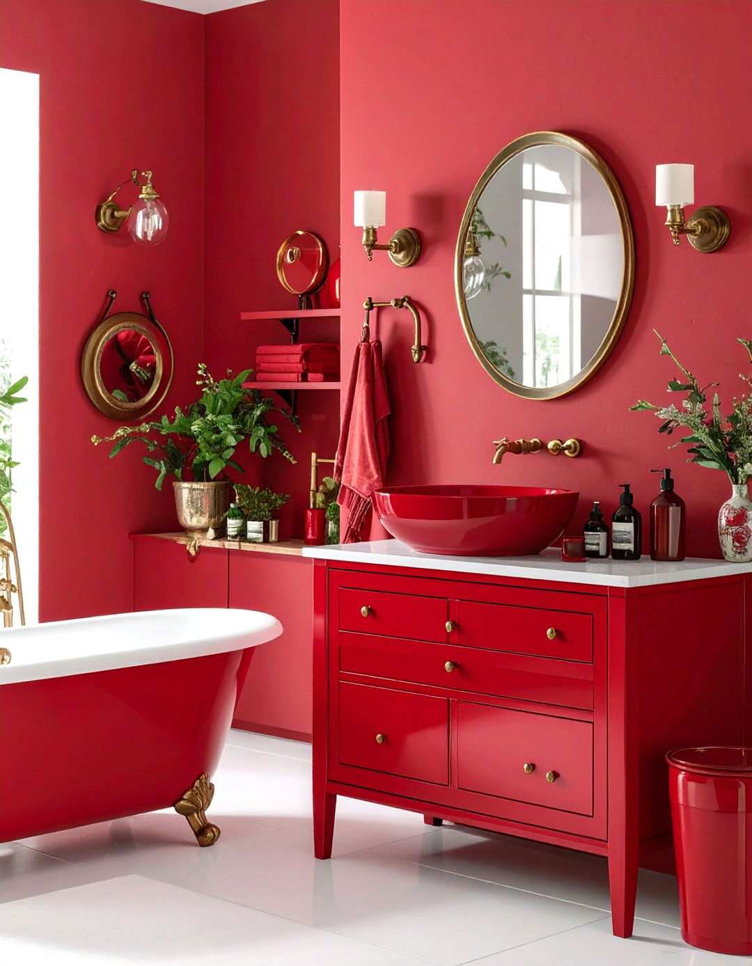 Red Vintage Hardware Collection - 24 Red Bathroom Ideas