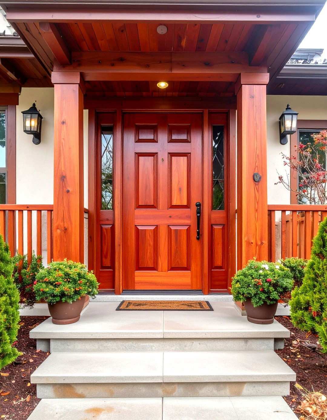 Redwood Rich Stained Front Door - 24 Stained Front Door Ideas