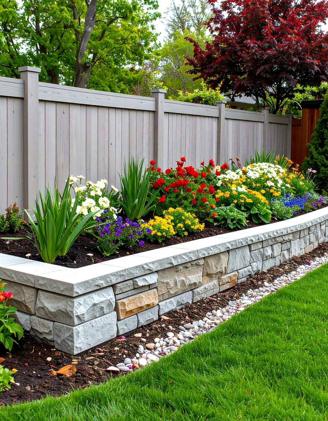 Reinforced Concrete Retaining Wall with Architectural Details - 24 Retaining Wall Ideas for Sloped Backyard