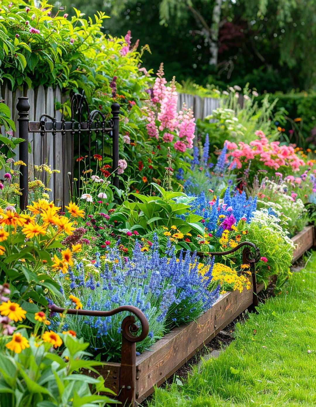 Repurposed Metal Bed Frame Edging - 24 Recycled Garden Edging Ideas