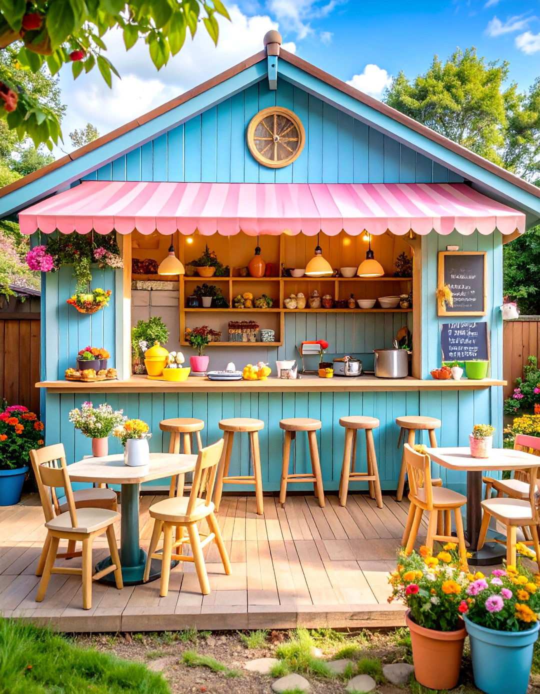 Restaurant Cafe Style Mud Kitchen with Service Counter - 24 Mud Kitchen Ideas