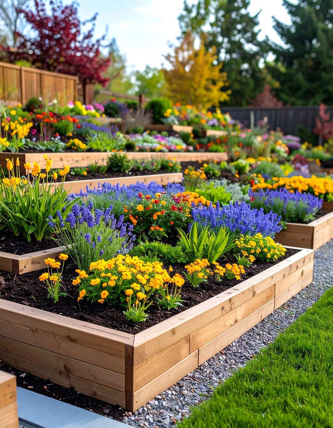 Retaining Wall Block Mulch Edging with Terraced Levels - 24 Mulch Edging Ideas