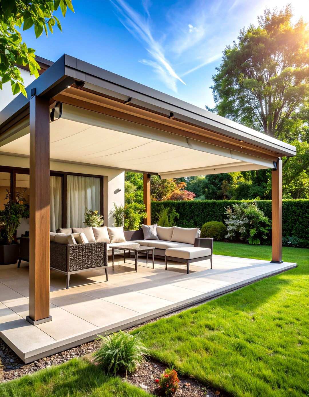 Retractable Fabric Awning - 24 Pergola Roof Ideas