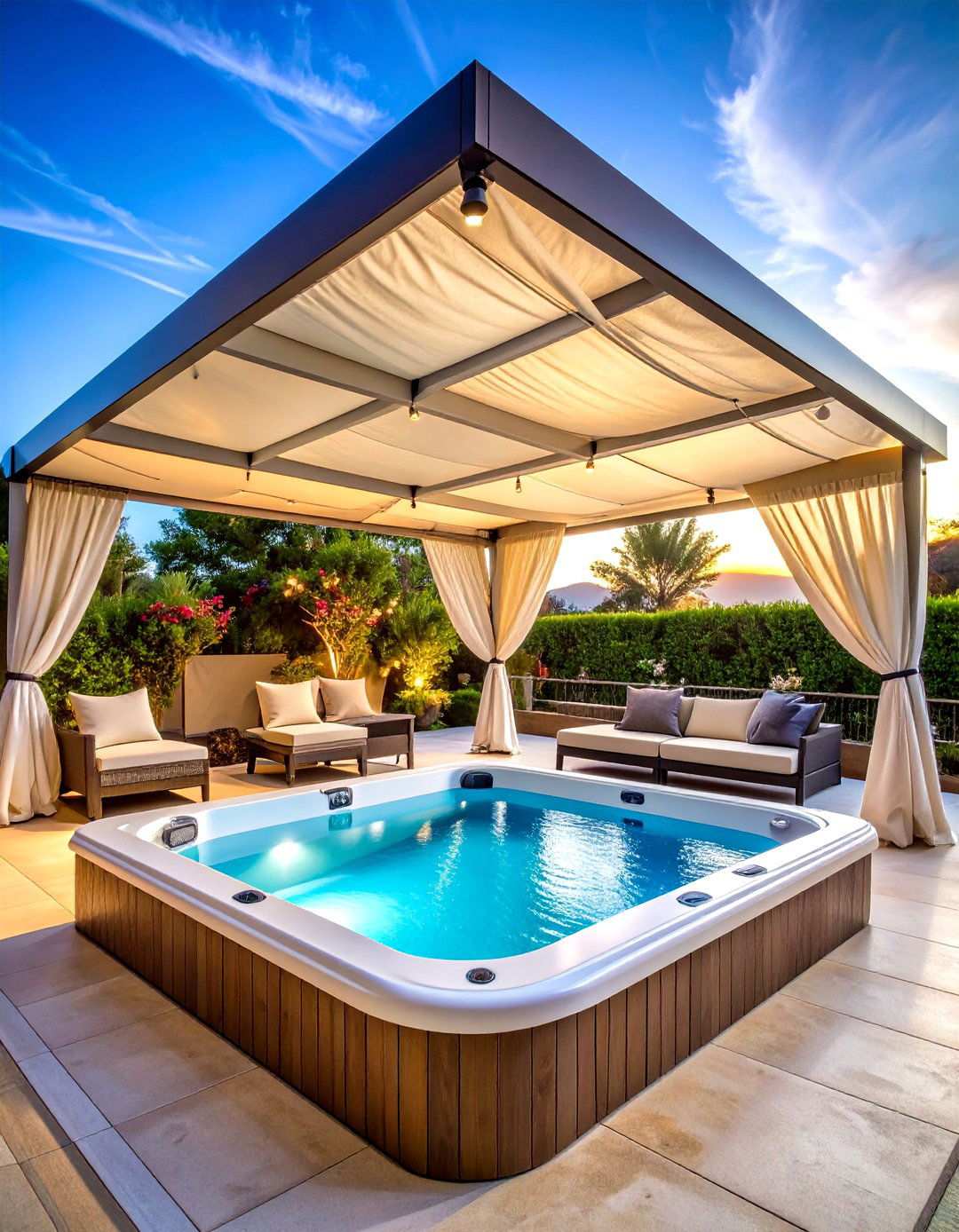 Retractable Fabric Canopy System - 24 Hot Tub Enclosure Ideas