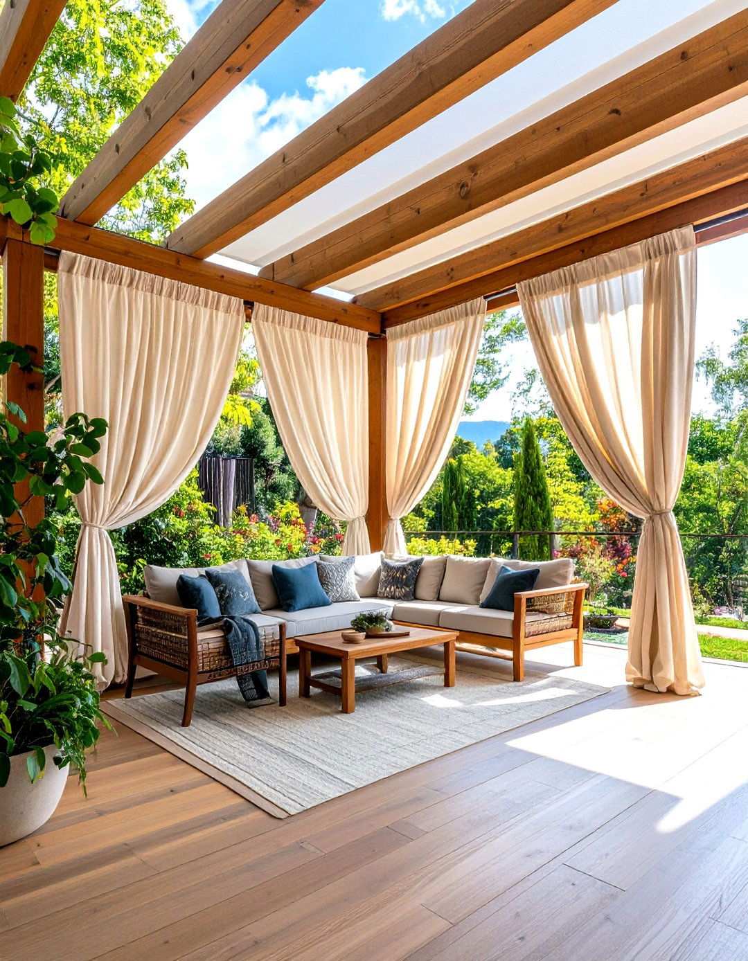 Retractable Outdoor Curtains - 24 Pergola Cover Ideas