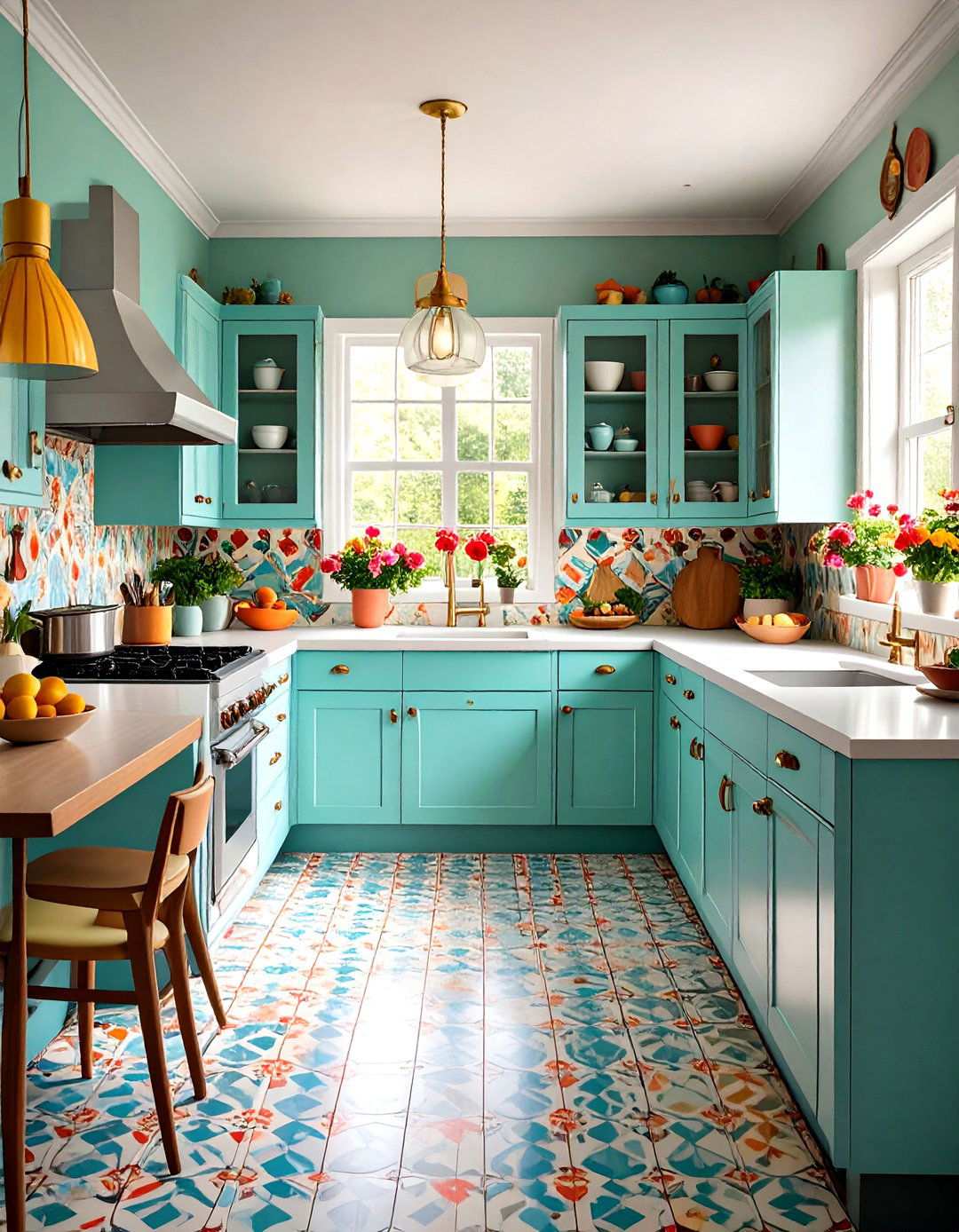 Retro Atomic Age Linoleum Kitchen Designs - 24 Linoleum Kitchen Flooring Ideas