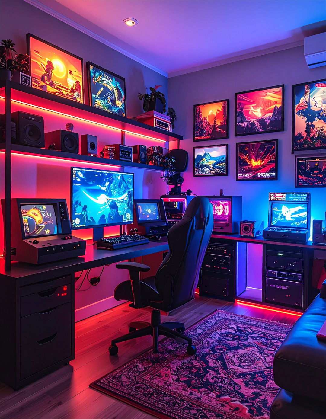 Retro Gaming Nostalgia Corner - 24 Red and Black Gaming Setup Ideas