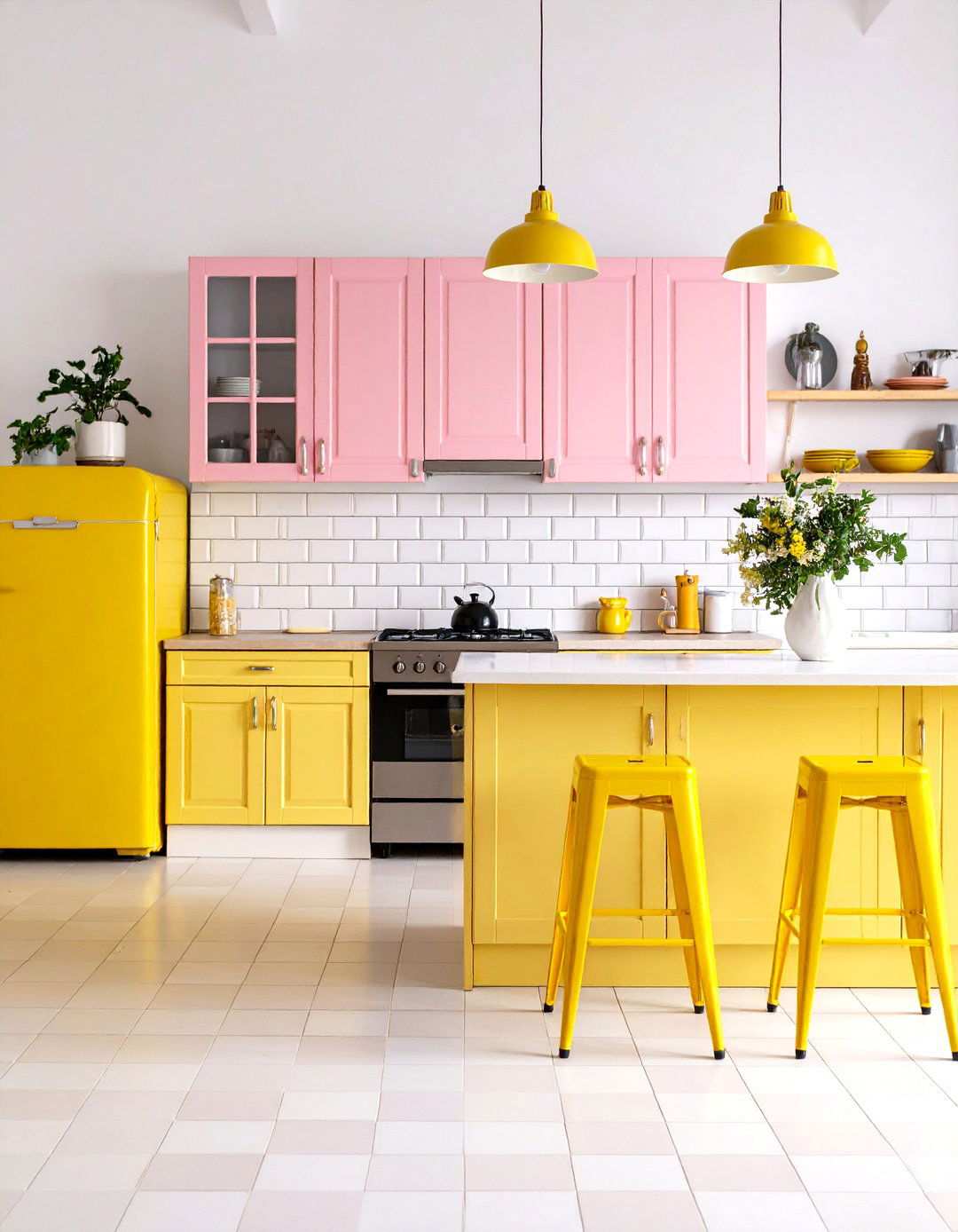 Retro Kitchen Revival - 24 How to Decorate With Yellow and Pink