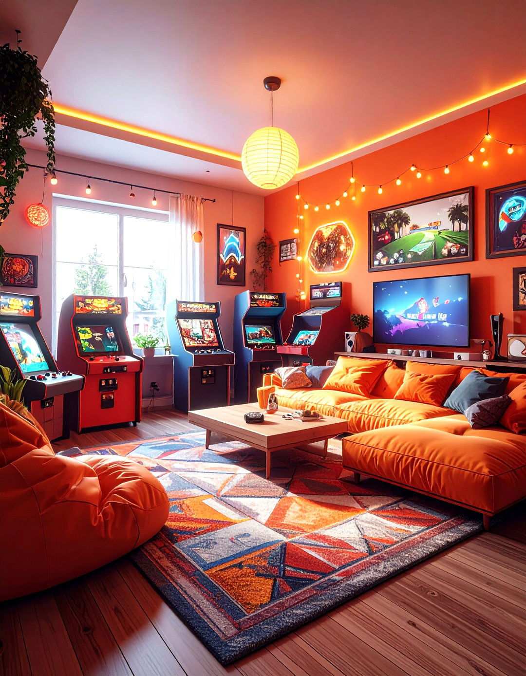 Retro Orange Game Room - 24 Orange Accent Wall Ideas
