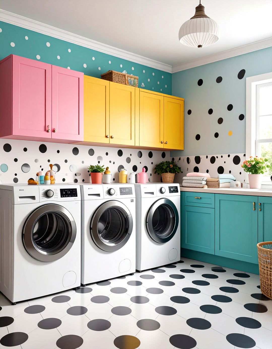 Retro Polka Dots - 24 Laundry Room Wallpaper Ideas