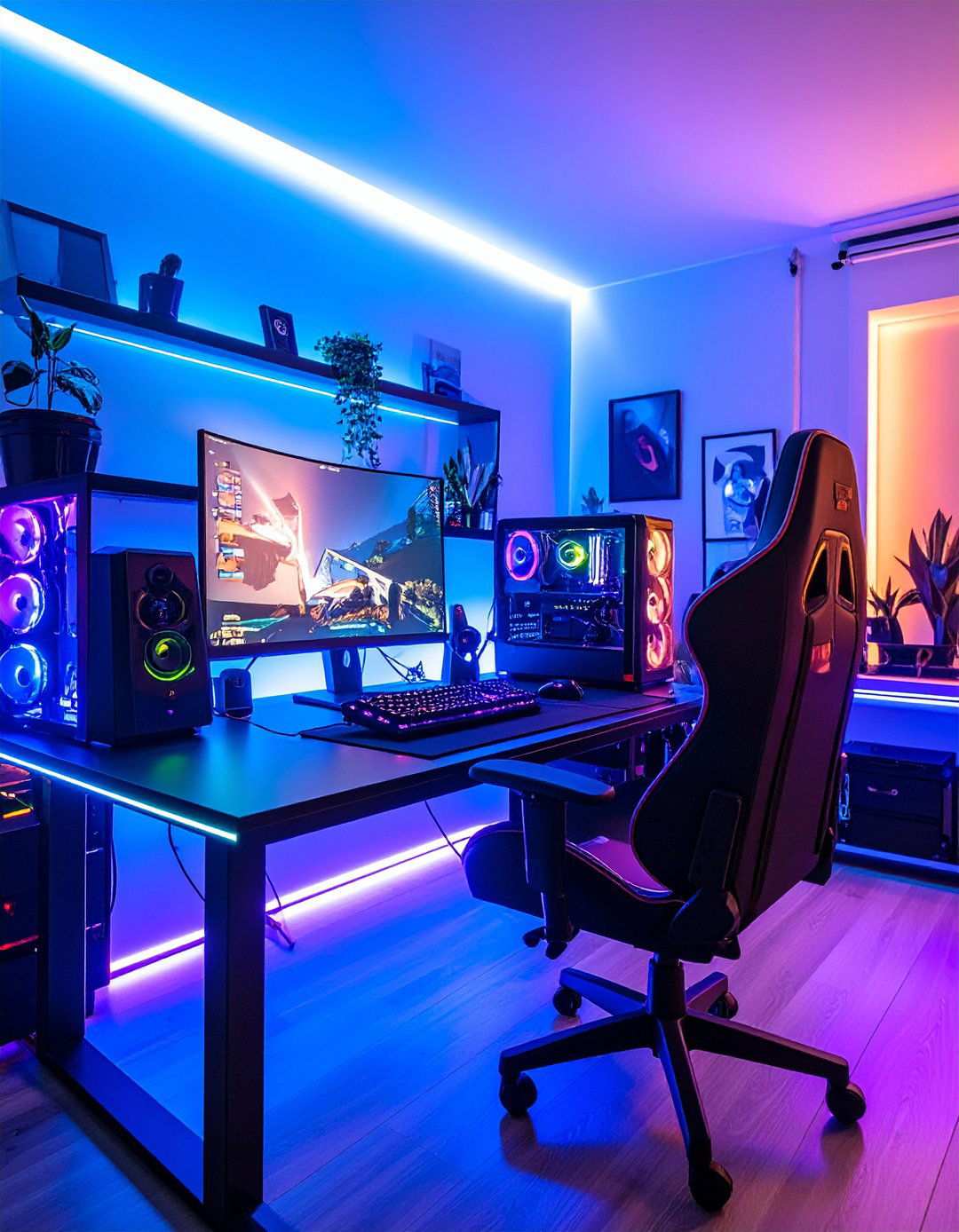 RGB Lighting Spectacle - 24 Red and Black Gaming Setup Ideas