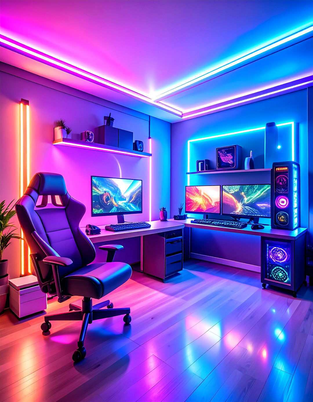 RGB Neon Gaming Atmosphere - 24 Small Game Room Ideas