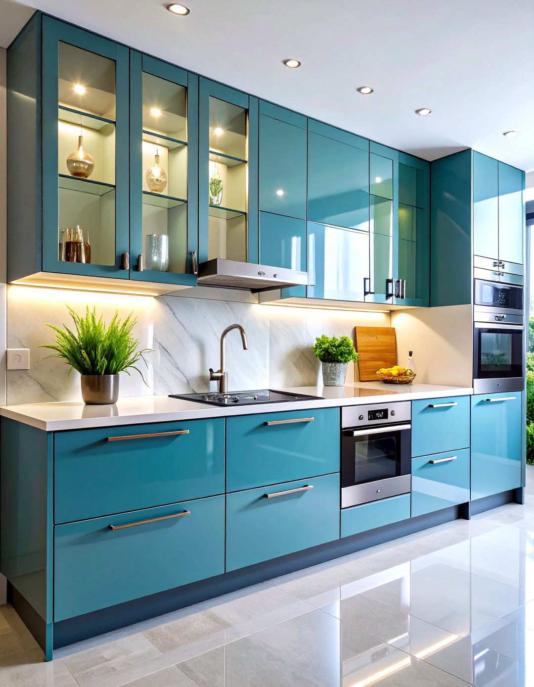 Ribbed Glass Texture Pattern - 24 Modern Style Glass Kitchen Cabinets
