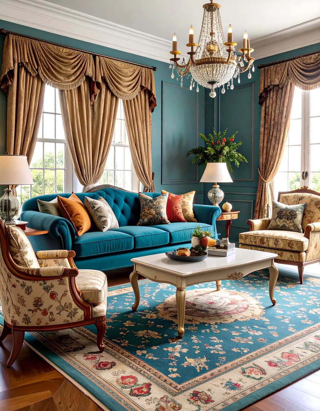 Rich Fabric Patterns - 24 Traditional Living Room Ideas