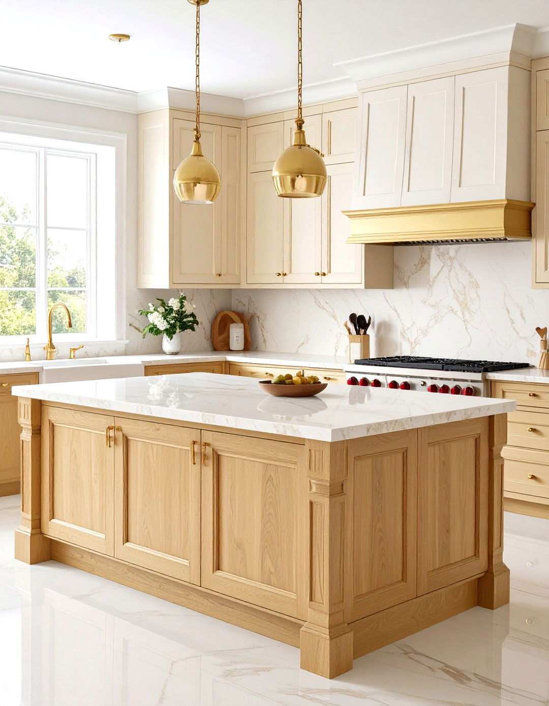 Rich Ivory Travertine Surfaces - 24 what color countertops go with oak cabinets