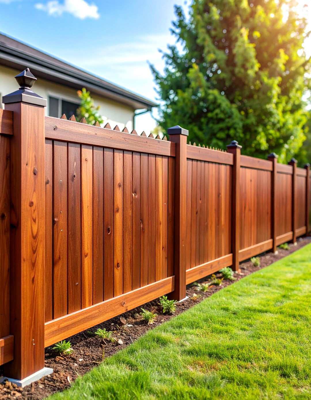 Rich Mahogany Wood Grain Vinyl Fence - 24 Vinyl Fence Colors
