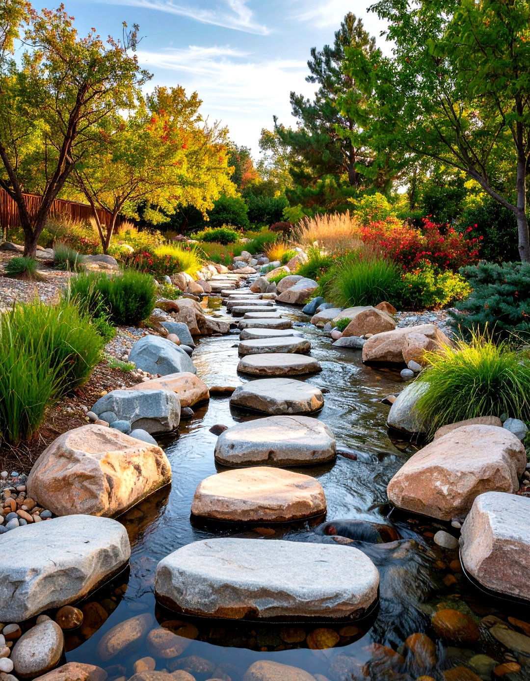 River Rock Dry Creek Crossing - 24 Rock Walkway Ideas