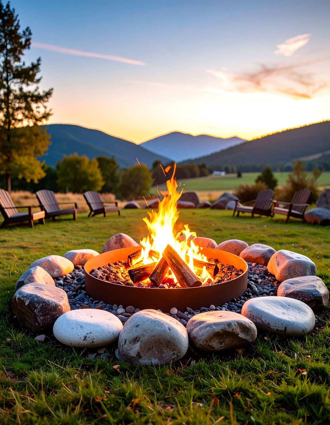 River Rock Naturalistic Fire Circle - 24 Stone Fire Pit Ideas