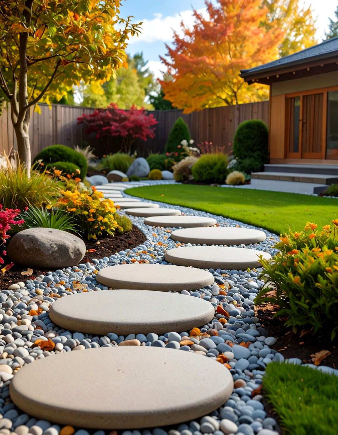 River Rock Stepping Stone Design - 24 Natural Walkway Ideas