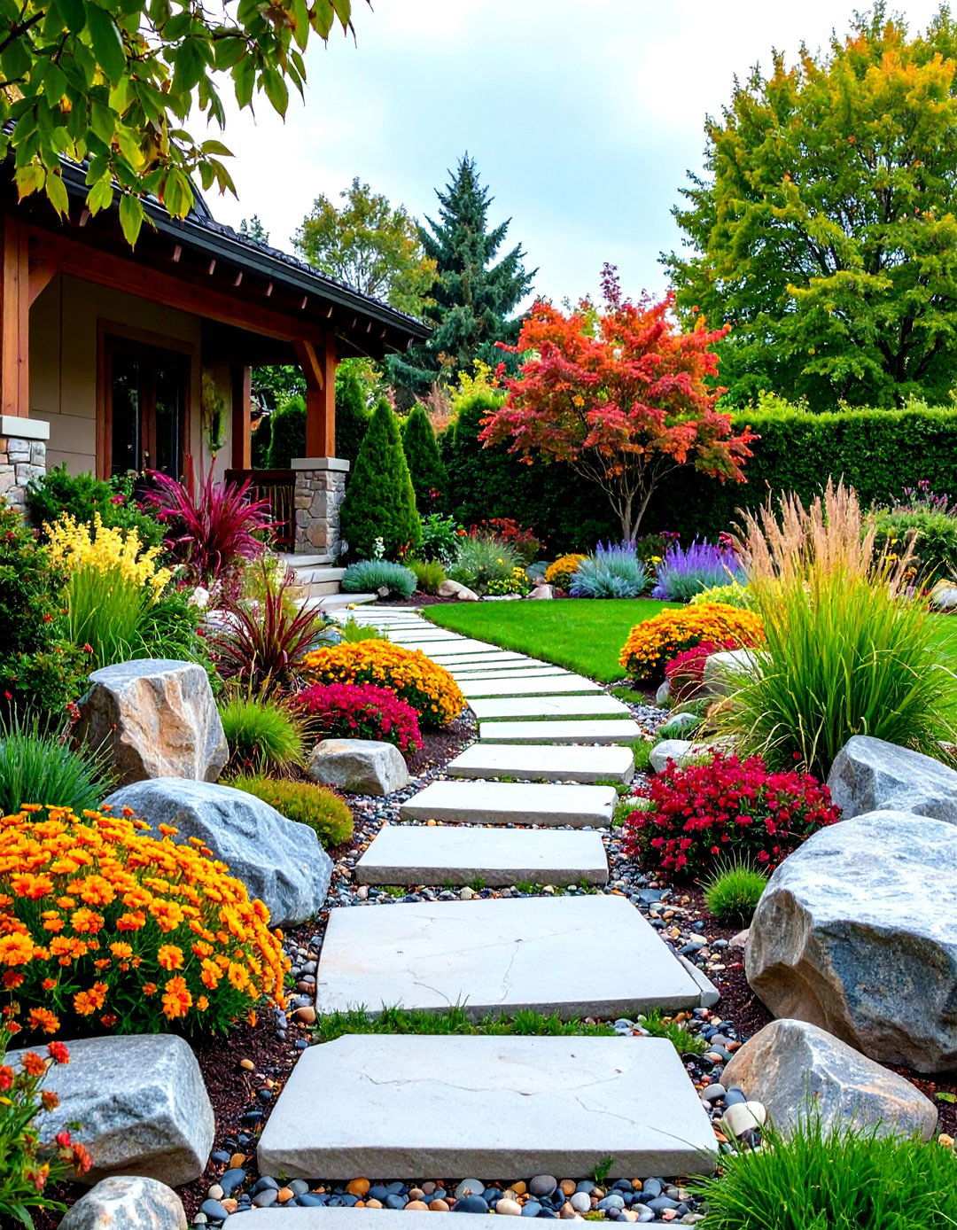 Rock Garden Retreat - 24 Small Front Yard Landscaping Ideas