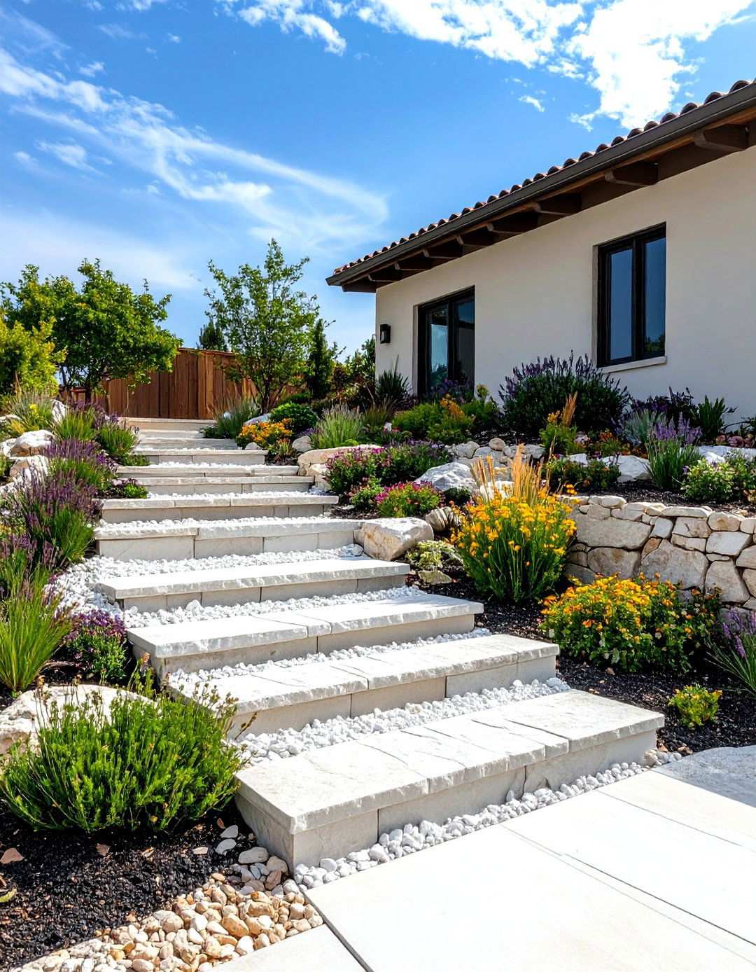 Rock Garden Slope Solutions - 24 White Rock Landscaping Ideas