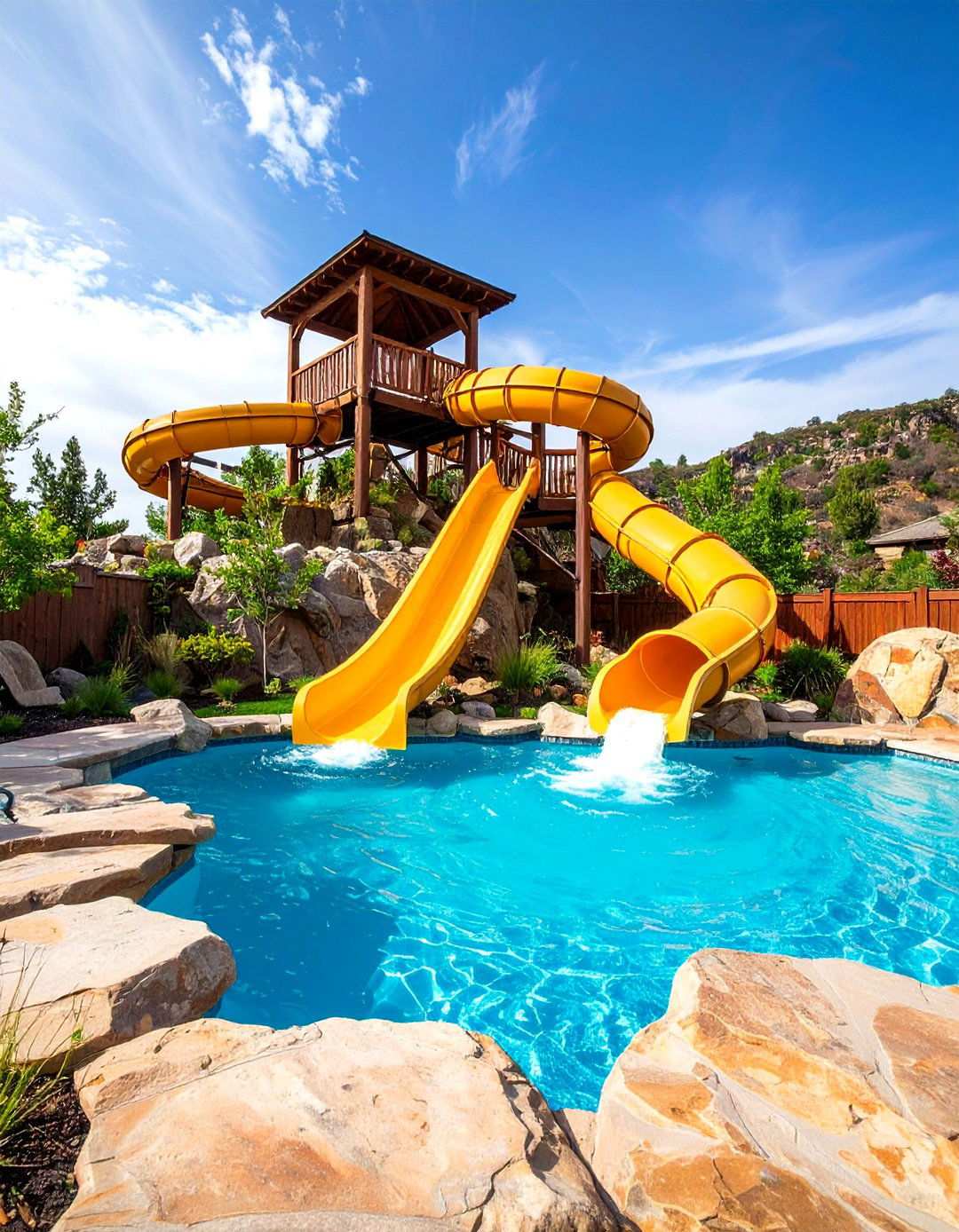 Rock Slide Lagoon Pool - 24 Lagoon Pool Ideas