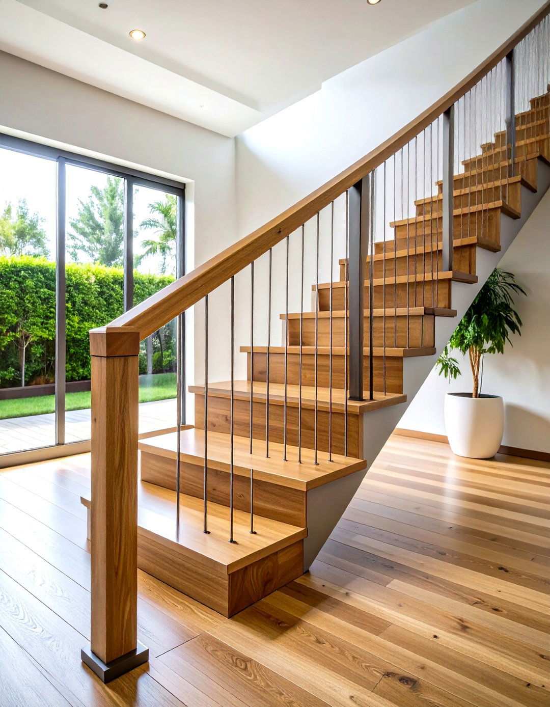 Rod Infill Wood Railings - 24 Wood Stair Railing Ideas