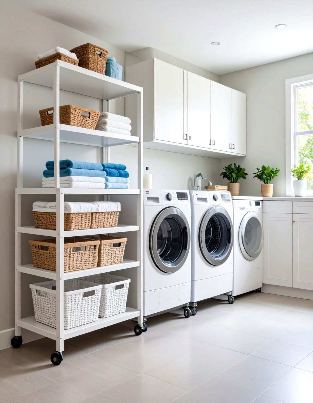 Rolling Cart Shelving - 24 Laundry Room Shelf Ideas