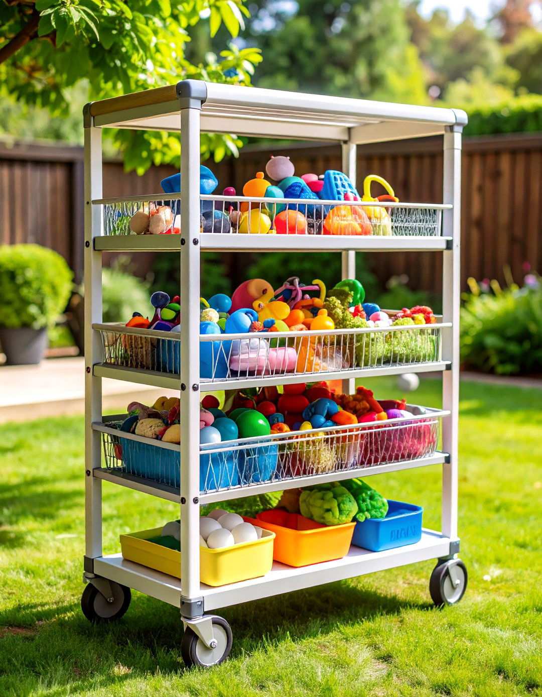 Rolling Cart Storage System - 24 Outdoor Toy Storage Ideas