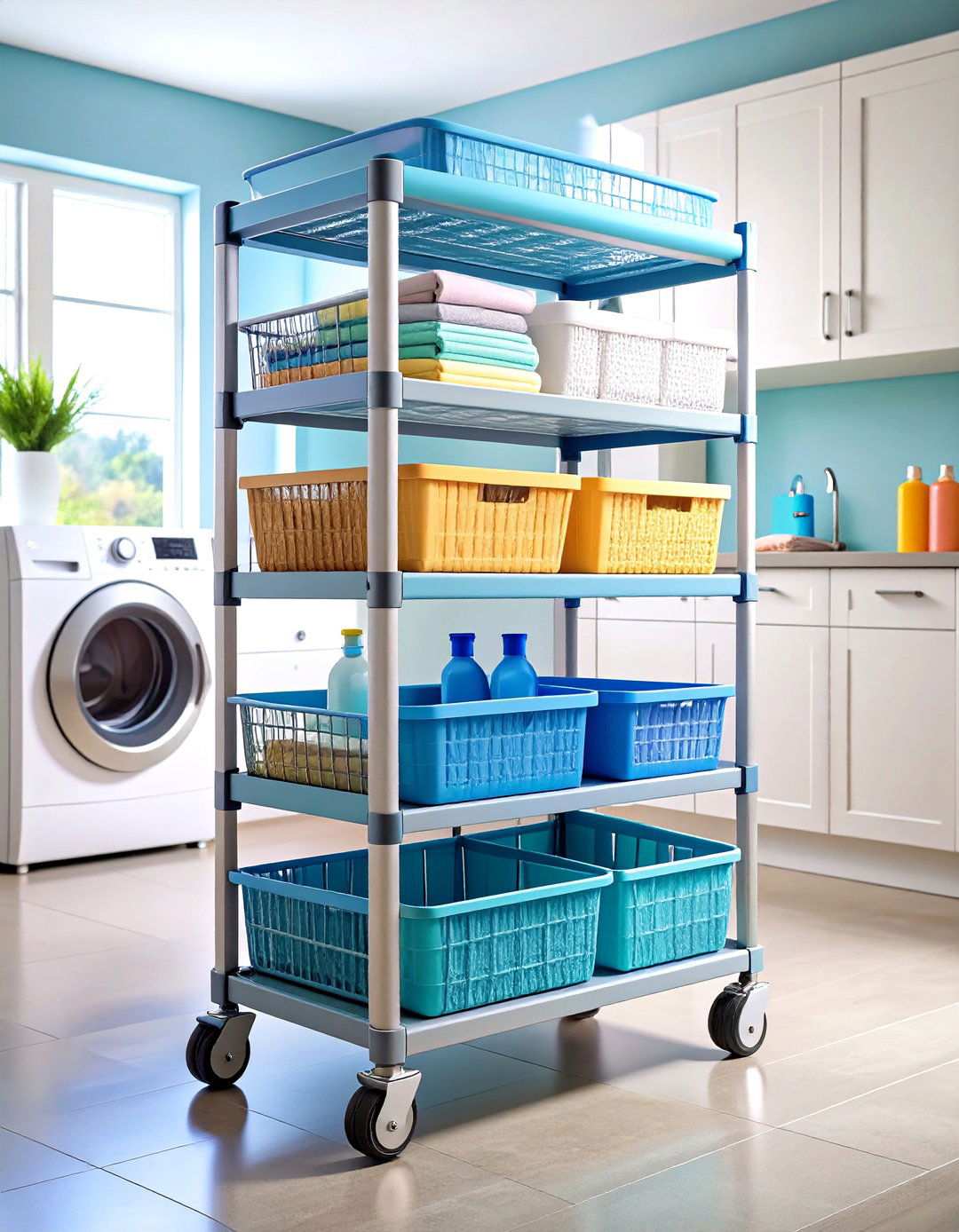 Rolling Cart with Multi Tier Storage - 24 Laundry Detergent Storage Ideas