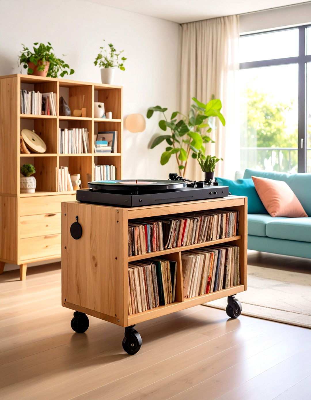 Rolling Record Cart Storage - 24 Vinyl Record Storage Ideas