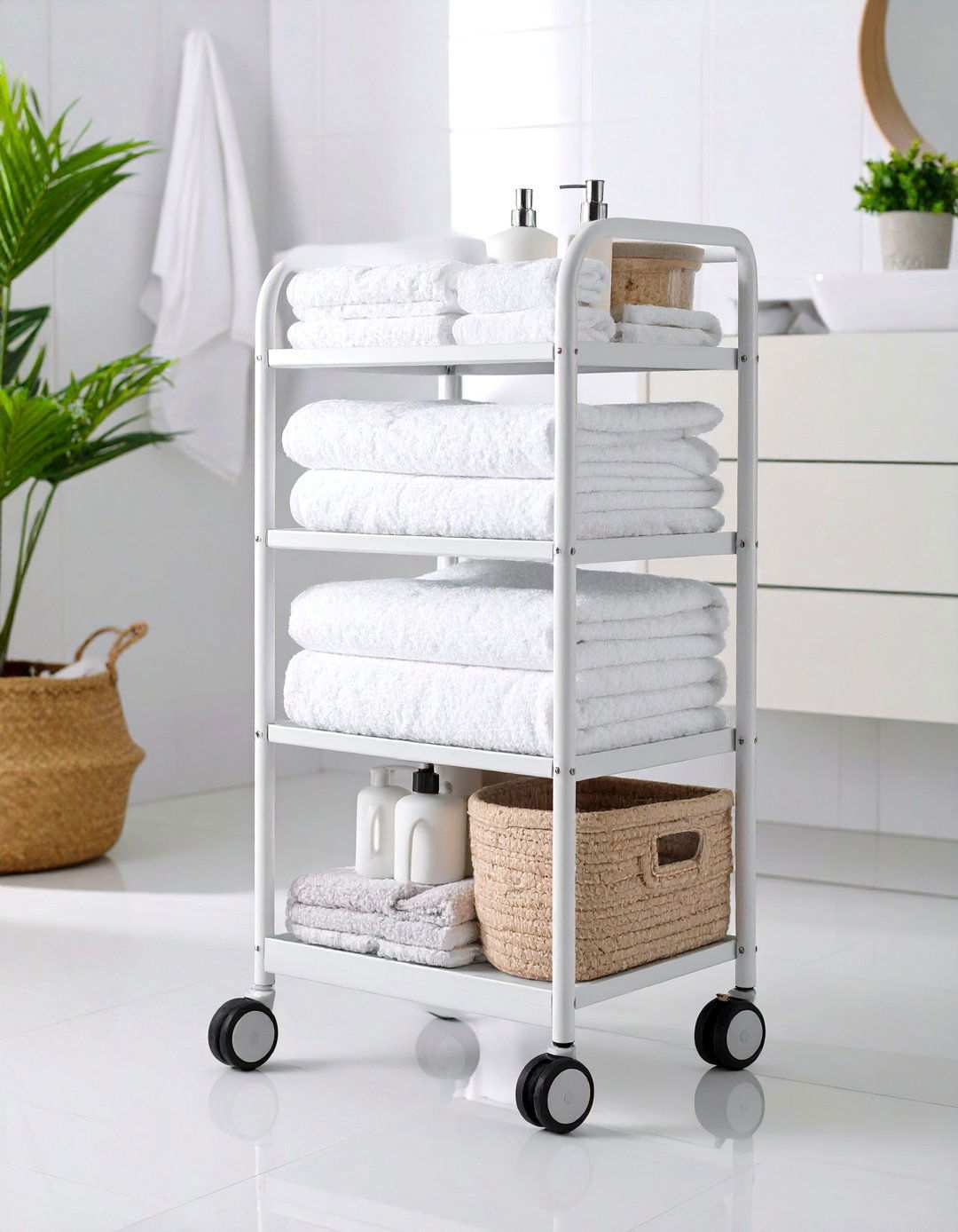 Rolling Storage Cart - 24 Small Bathroom Shelving Ideas