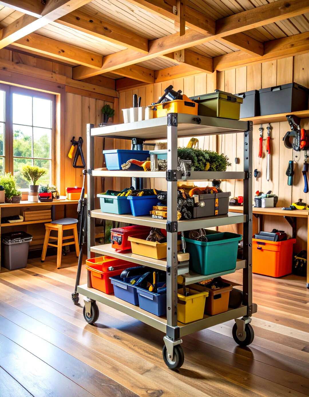 Rolling Storage Cart Organization - 24 Shed Organization Ideas