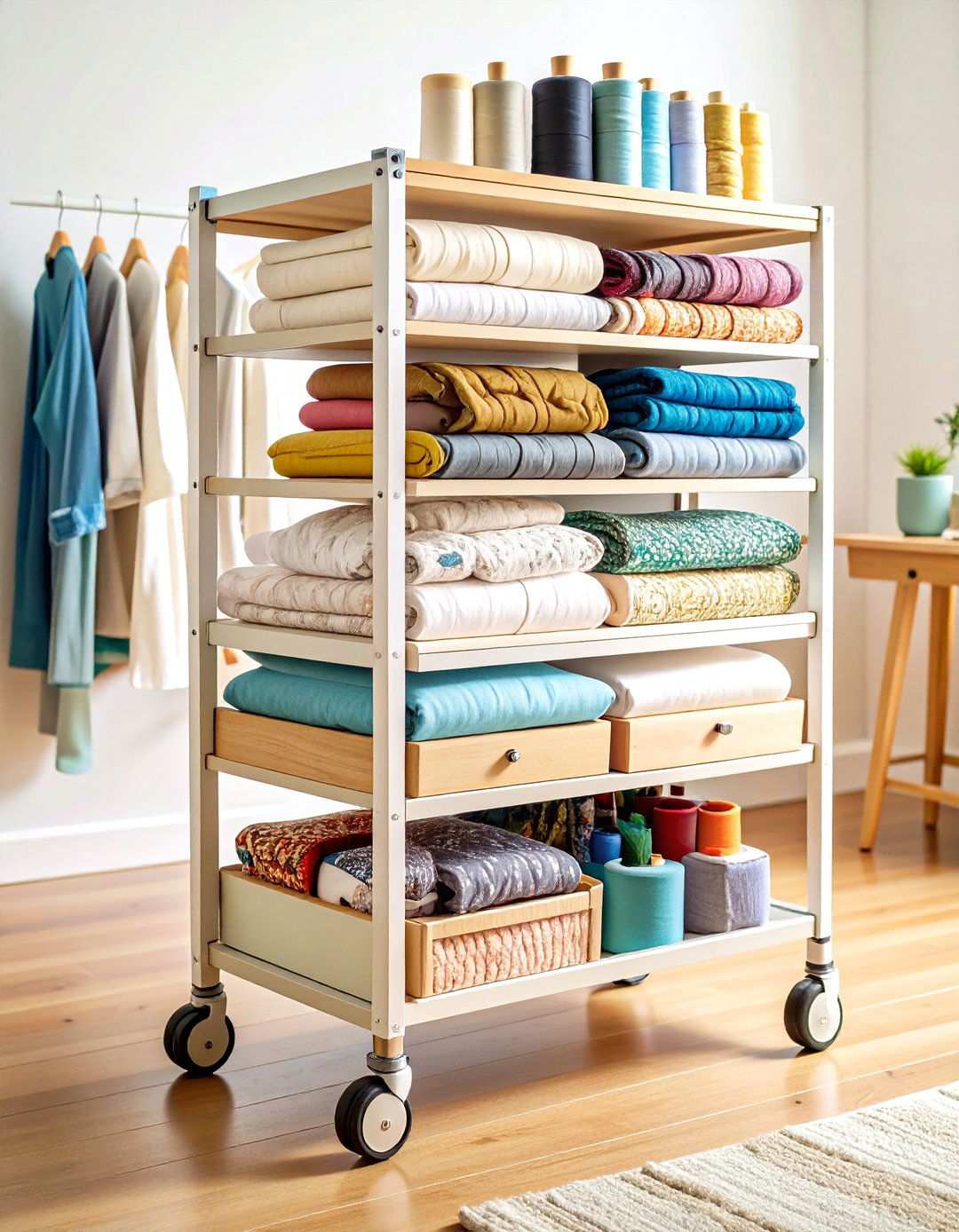 Rolling Storage Cart Stations - 24 Sewing Room Ideas