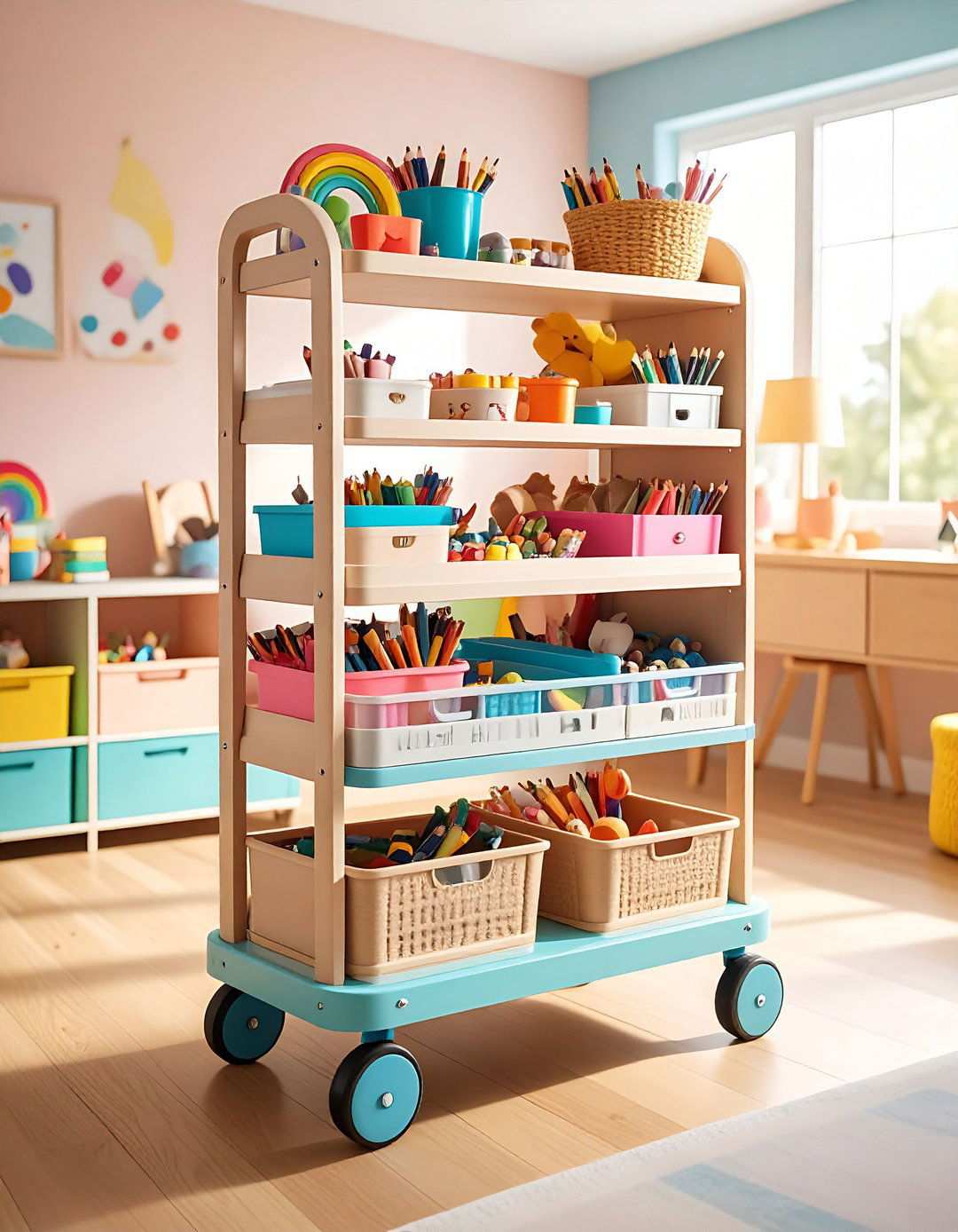 Rolling Storage Carts - 24 Playroom Storage Ideas