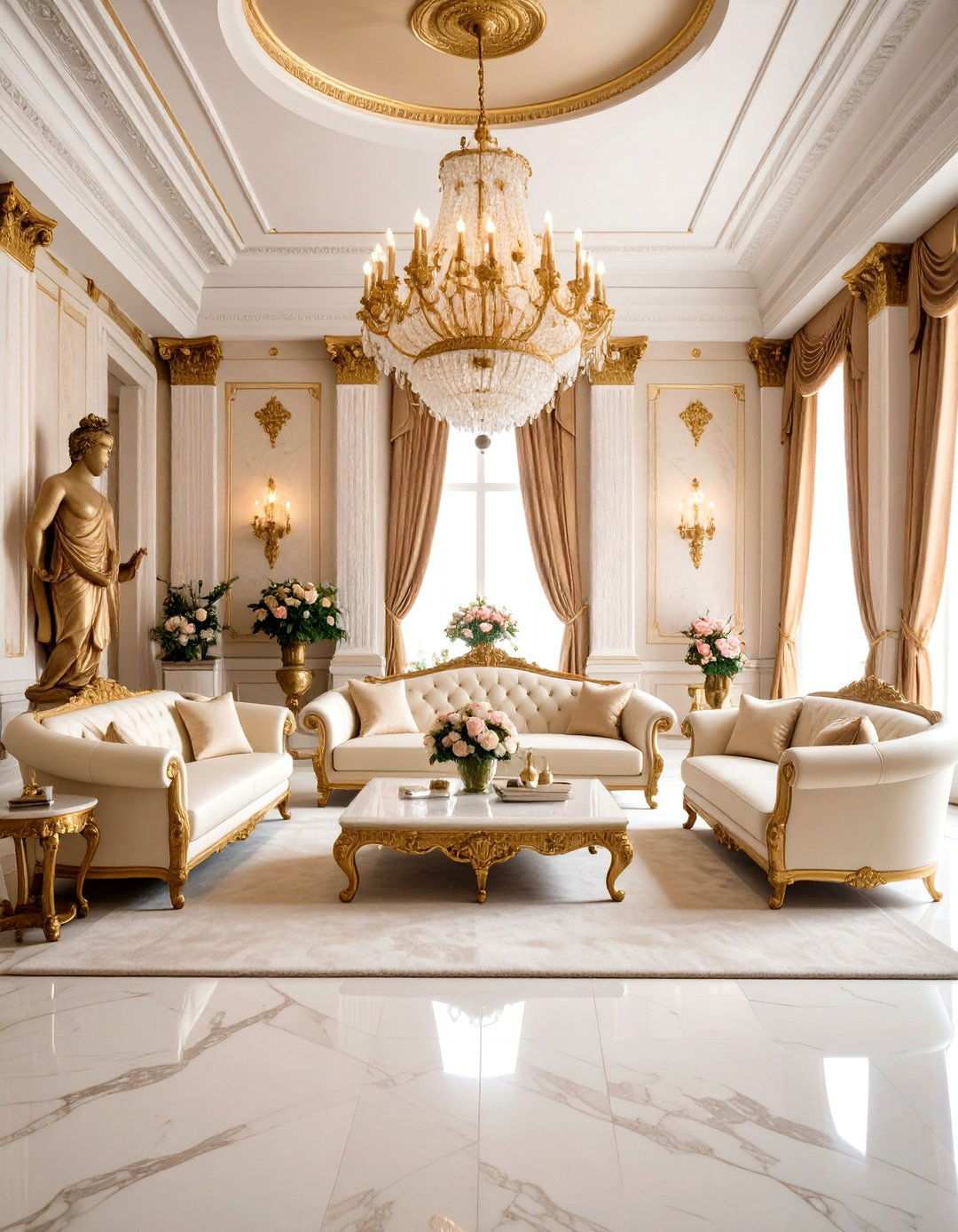 Roman Imperial Marble Living Room - 24 Royal Living Room Design Ideas