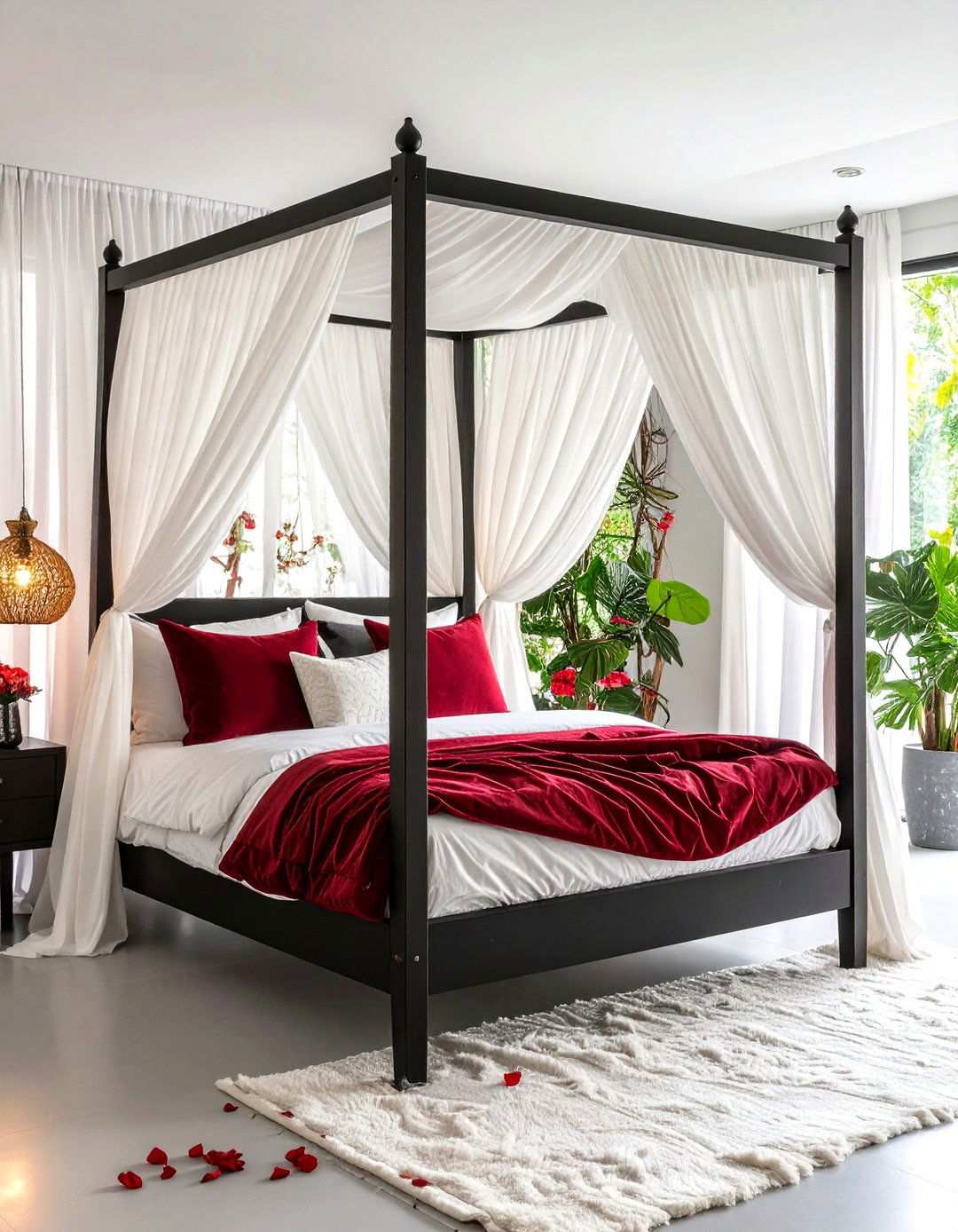 Romantic Canopy Red Black White Bedroom - 24 red black and white bedroom ideas