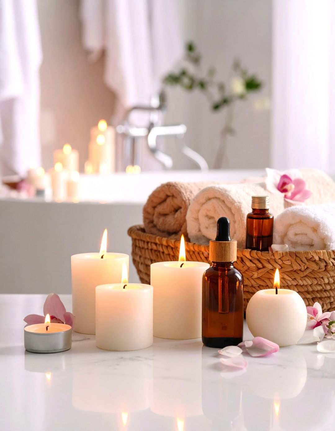 Romantic Home Spa Treatment Setup - 24 Wedding Anniversary Gift Ideas