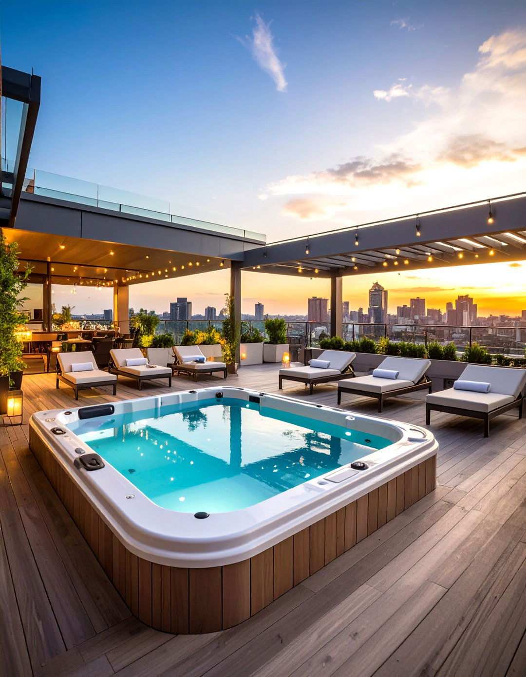 Rooftop Deck Pool and Spa Area - 24 Rooftop Deck Ideas