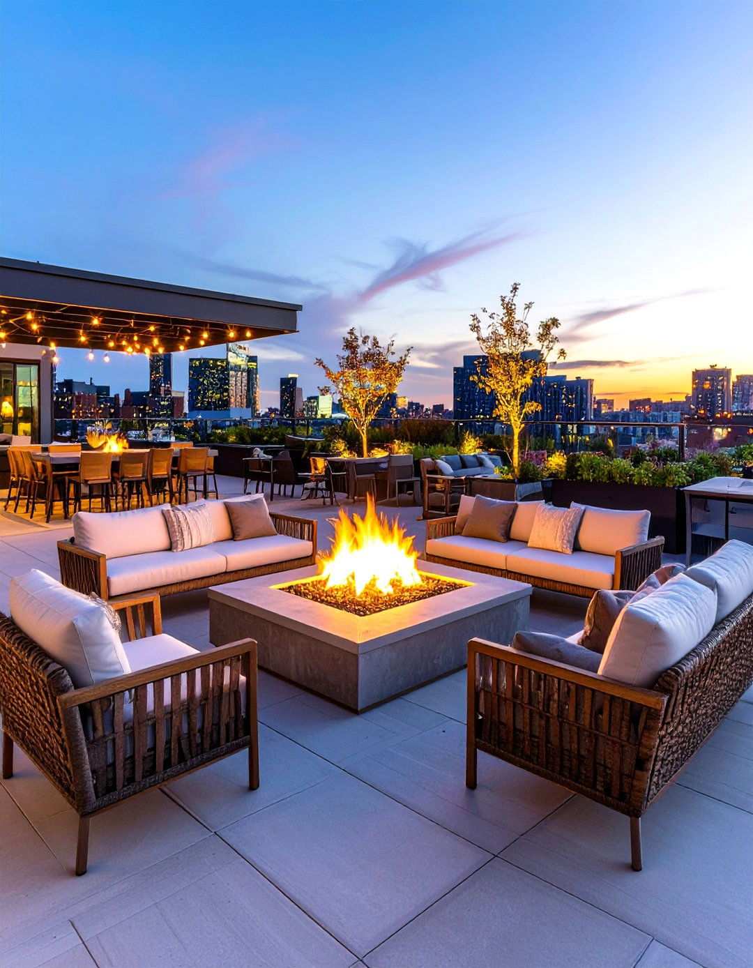 Rooftop Fire Feature Gathering - 24 Residential Rooftop Design Ideas