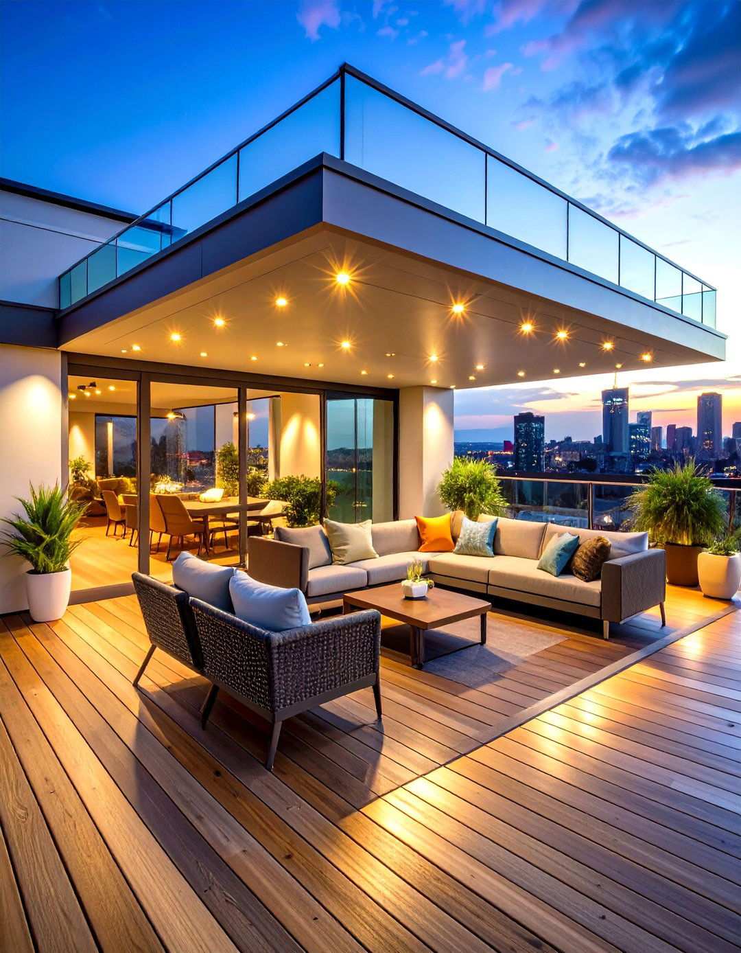 Rooftop Modern Porch with Urban Views - 24 Modern Front Porch Ideas