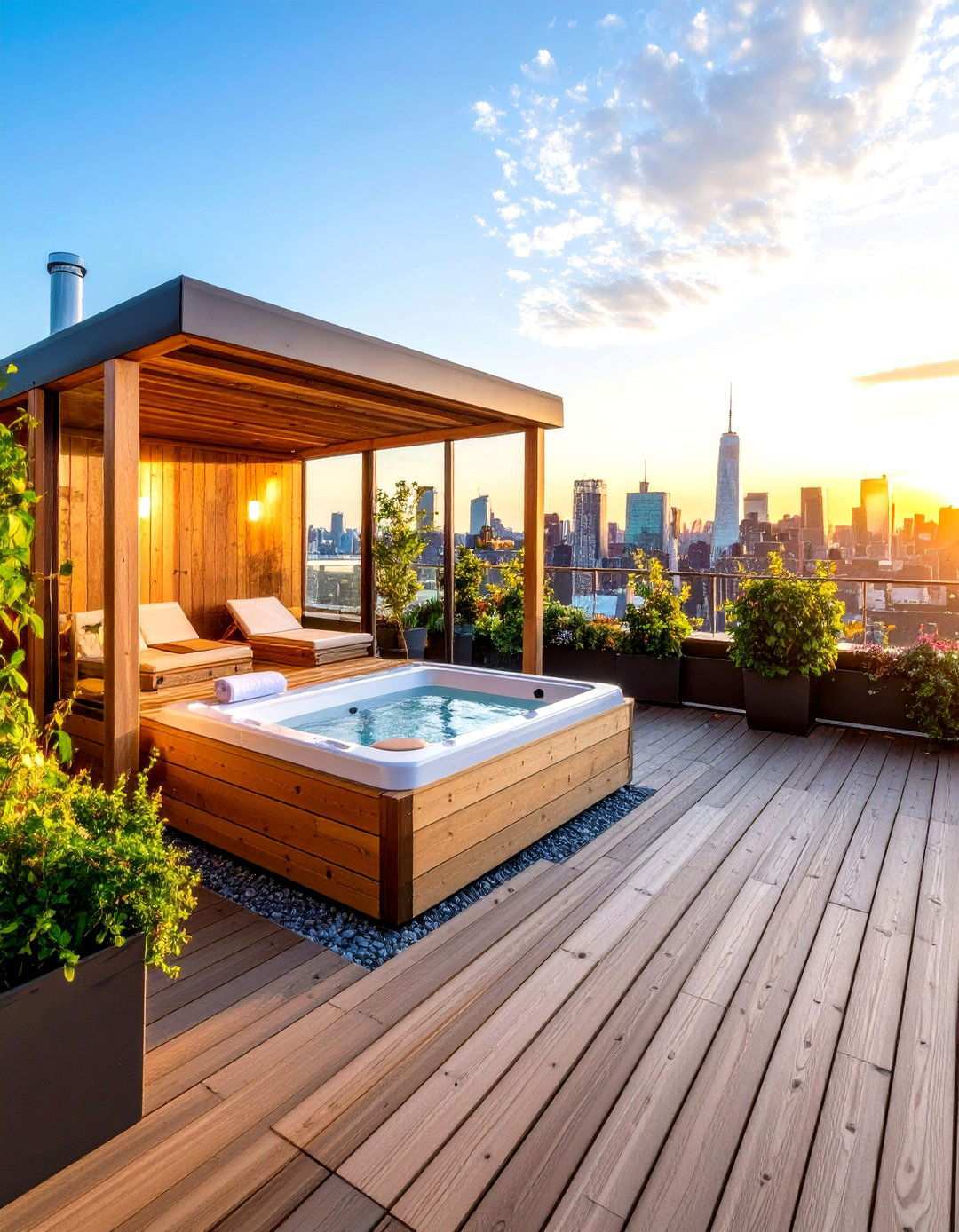 Rooftop Sauna with City Views - 24 Sauna Room Design Ideas