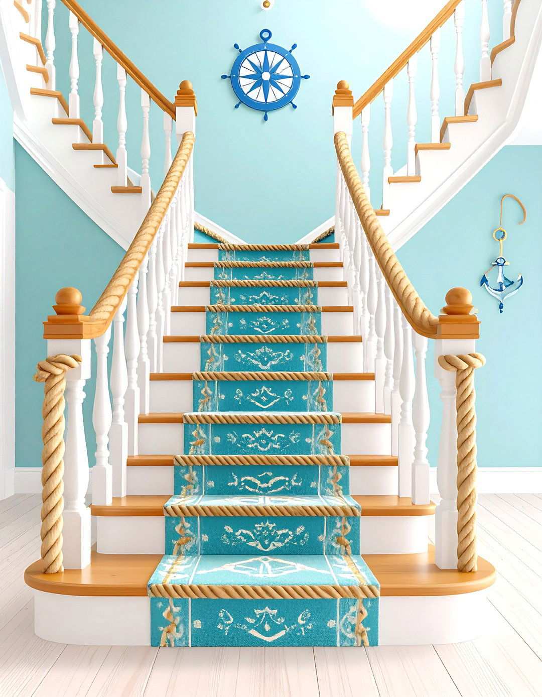 Rope and Nautical Motifs - 24 Stair Riser Ideas