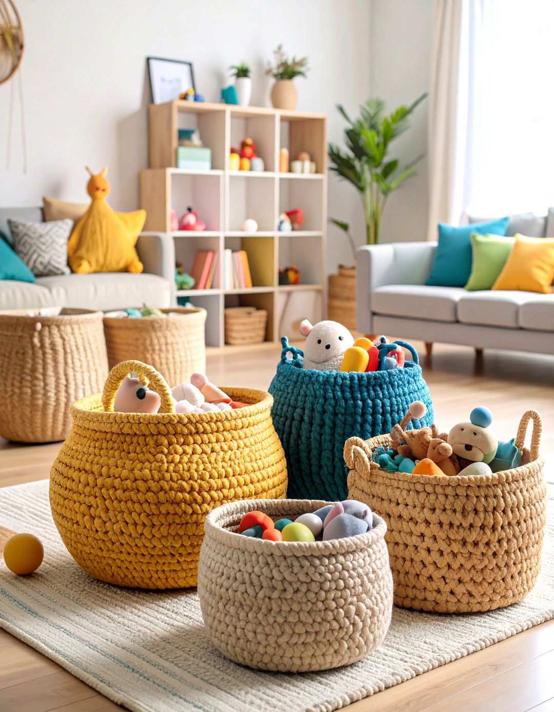 Rope Basket Solutions - 24 Living Room Toy Storage Ideas