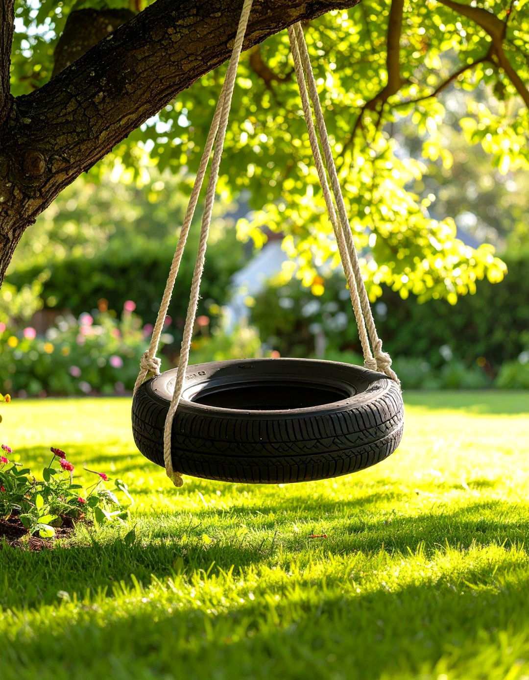 Rope Wrapped Comfort Tire Swing - 24 Tire Swing Ideas